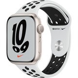Apple Watch Series 7, Smartwatch silber/weiß, 45 mm, Nike Sportarmband, Aluminium-Gehäuse