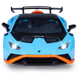 Jamara Lamborghini Huracán STO Diecast, Modellfahrzeug blau, Maßstab 1:32, inkl. Knopfzellen, Rückzugmotor