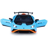 Jamara Lamborghini Huracán STO Diecast, Modellfahrzeug blau, Maßstab 1:32, inkl. Knopfzellen, Rückzugmotor