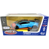 Jamara Lamborghini Huracán STO Diecast, Modellfahrzeug blau, Maßstab 1:32, inkl. Knopfzellen, Rückzugmotor
