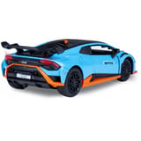 Jamara Lamborghini Huracán STO Diecast, Modellfahrzeug blau, Maßstab 1:32, inkl. Knopfzellen, Rückzugmotor