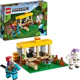 LEGO 21171 Minecraft Der Pferdestall, Konstruktionsspielzeug Bauernhof Spielzeug, Set mit Figuren: Pferd, Pony, Landarbeiter, Skelett, Skelettpferd