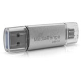 MediaRange Kombo-Speicherstick 256 GB, USB-Stick silber/transparent, USB-A 3.2 Gen 1, USB-C 3.2 Gen 1