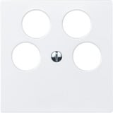 Merten Zentralplatte polarweiß für Antennendose 4-Loch Typ 295319, Unterputz, Kunststoff weiß (matt), Retail