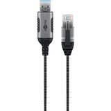goobay Ethernet-Adapterkabel USB-A 3.2 Gen1 > RJ-45, Slim schwarz/grau, 3 Meter