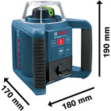 Bosch Professional Rotationslaser GRL 300 HVG Professional, mit Halterung blau/schwarz, grüne Laserlinie, mit Laser-Empfänger LR 1, im Koffer