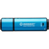 Kingston IronKey Vault Privacy 50 64 GB, USB-Stick hellblau/schwarz, USB-C 3.2 Gen 1