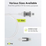 goobay Ethernet-Adapterkabel USB-C 3.2 Gen2 > RJ-45, Slim weiß, 1 Meter