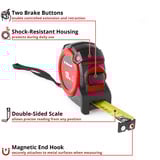 EINHELL Bandmaß, 10 Meter schwarz/rot