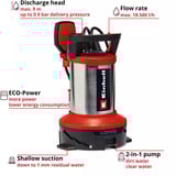EINHELL Flutset GE-DP 7535 N LL ECO, Tauch- / Druckpumpe rot/schwarz, 750 Watt