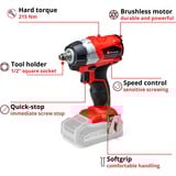 EINHELL Professional Akku-Schlagschrauber TE-CW 18 Li BL - Solo, 18Volt rot/schwarz, ohne Akku und Ladegerät