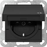 Gira Schutzkontaktsteckdose Typ F 16 Ampere 250 Volt mit Klappdeckel und Berührungsschutz schwarz (matt), Retail