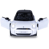 Jamara BMW Mini Cooper Diecast, Modellfahrzeug weiß, Maßstab 1:28, inkl. Knopfzellen, Rückzugmotor