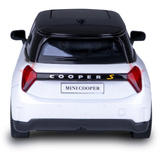 Jamara BMW Mini Cooper Diecast, Modellfahrzeug weiß, Maßstab 1:28, inkl. Knopfzellen, Rückzugmotor