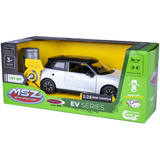 Jamara BMW Mini Cooper Diecast, Modellfahrzeug weiß, Maßstab 1:28, inkl. Knopfzellen, Rückzugmotor