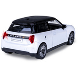 Jamara BMW Mini Cooper Diecast, Modellfahrzeug weiß, Maßstab 1:28, inkl. Knopfzellen, Rückzugmotor