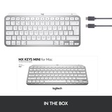 Logitech MX Keys Mini für Mac, Tastatur hellgrau/weiß, DE-Layout, Metallgehäuse, kompatibel mit Apple macOS, iPad OS