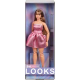 Mattel Barbie Signature Looks 24 mit braunen Haaren und pinkem Kleid, Puppe 