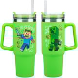 Tomik Minecraft Green Multiway Travel Cup Straw, Thermobecher neon-grün, 0,9 Liter