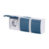 Busch-Jaeger Schutzkontakt-Steckdose dreifach waagerecht Typ 2300/3 Einbau waagerecht IP44 blau, Retail