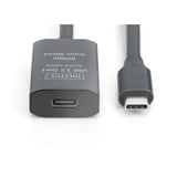 Digitus Aktives USB 3.2 Gen 1 Verlängerungskabel, USB-C Stecker > USB-C Buchse schwarz, 5 Meter, Repeater Kabel