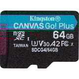 Kingston Canvas Go! Plus 64 GB microSDXC, Speicherkarte schwarz, UHS-I U3, Class 10, V30, A2
