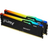 Kingston FURY DIMM 16 GB DDR5-5200 (2x 8 GB) Dual-Kit, Arbeitsspeicher schwarz, KF552C40BBAK2-16, FURY Beast RGB, INTEL XMP