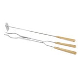Petromax Lagerfeuerbesteck, 2-teilig, Grillbesteck silber/holz, Vielseitige Nutzung mit Zange und Haken