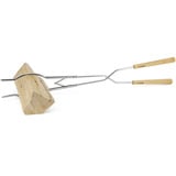 Petromax Lagerfeuerbesteck, 2-teilig, Grillbesteck silber/holz, Vielseitige Nutzung mit Zange und Haken
