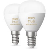 Philips HUE White Ambiance E14 Smarte Lampe Tropfenform Doppelpack 470 lm, LED-Lampe 