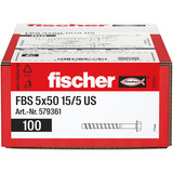 fischer Betonschraube FBS 5x50 15/5 Sechskant mit U-Scheibe 100 Stück, verzinkt