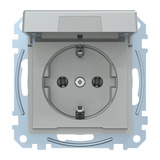 Merten Schutzkontaktsteckdose mit Klappdeckel und Schriftfeld aluminium, Retail