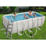 Bestway Power Steel Frame Pool-Set, 412cm x 201cm x 122cm, Schwimmbad hellgrau, mit Filterpumpe
