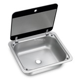 Dometic Spülbecken SNG 4133, eckig, Spüle edelstahl/schwarz, mit Abdeckung