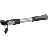 FISCHER Fahrrad Mini-Pumpe Alu Doppelhub Duokopf, Luftpumpe schwarz/silber, mit Manometer