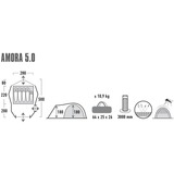 High Peak Kuppelzelt Amora 5.0 Climate Protection 80 hellgrau/rot, mit Tunnel-Vorbau