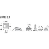 High Peak Tunnelzelt Ascoli 3.0 grau/neon-grün, mit Vorbau
