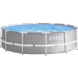Intex Frame Pool Set Prism Rondo 126716GN, Ø 366 x 99cm, Schwimmbad grau/blau, Kartuschen-Filteranlage ECO 604G