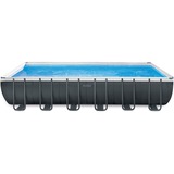 Intex Frame Pool Set Ultra Quadra XTR 732 x 366 x 132cm, Schwimmbad dunkelgrau/blau, Sandfilteranlage SF80220RC-2