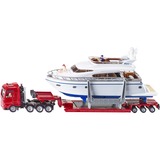 SIKU 1849 SUPER Schwertransport mit Yacht, Modellfahrzeug rot/weiß