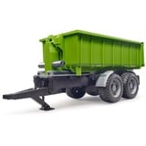bruder 02035 Hakenlift-Anhänger für Traktoren, Modellfahrzeug grün/schwarz