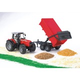 bruder 02045 Massey Ferguson 7480, Modellfahrzeug rot/schwarz, mit Wannenkippanhänger