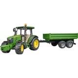 bruder 02108 John Deere 5115M, Modellfahrzeug grün/gelb, mit Bordwandanhänger