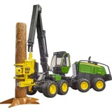 bruder 02135 John Deere 1270G Harvester, Modellfahrzeug grün/schwarz, Inkl. Baumstamm