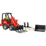 bruder 02191 Schäffer Hoflader 2034 mit Figur und Zubehör, Modellfahrzeug rot/schwarz