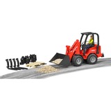 bruder 02191 Schäffer Hoflader 2034 mit Figur und Zubehör, Modellfahrzeug rot/schwarz