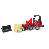 bruder 02192 Schäffer Hoflader 2034 mit Ballengreifzange, Modellfahrzeug rot/schwarz