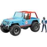 bruder 02541 Jeep Cross Country Racer mit Rennfahrer, Modellfahrzeug blau