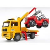 bruder 02750 MAN TGA Abschlepp-LKW mit Geländewagen, Modellfahrzeug ohne Light and Sound Modul