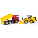 bruder 02752 MAN TGA Kipplastwagen mit Gelenkradlader FR130, Modellfahrzeug 